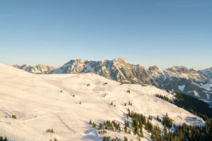 Skigebiet Leogang nach Sonnenaufgang